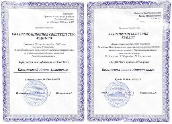 Квалификационное свидетельство аудитора